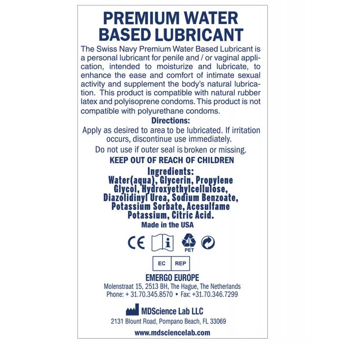 Swiss Navy Water Based Lube - 8 oz  Hella Raw
