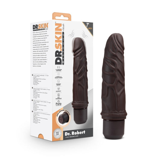 Hella Raw Dr. Skin Silicone Dr. Robert 7 In Vibrating Dildo Brown