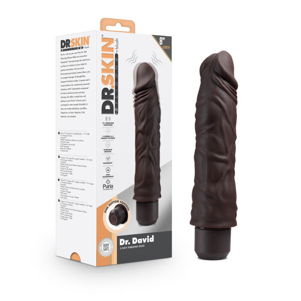Hella Raw Dr. Skin Silicone Dr. David 8 In Vibrating Dildo Brown